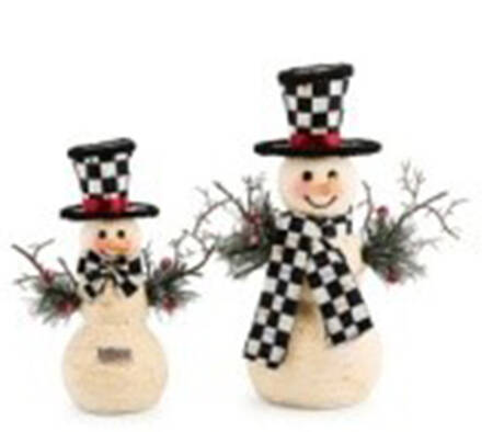 Farmhouse Holiday Table Decor Farmhouse Birch Snowmen(Set Of 2) - With Box