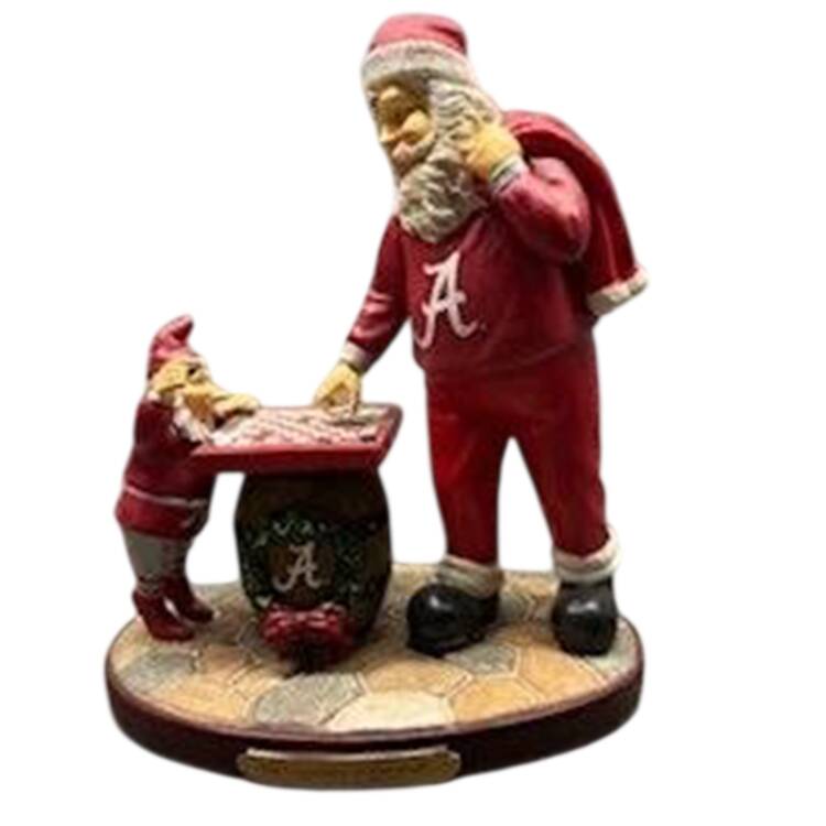Collegiate Checkerboard Santa Figurine University Of Alabama - With Box