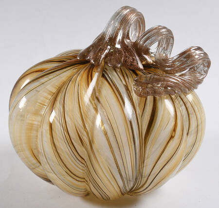Art Glass Pumpkins Yellow, Brown, Gold - No Box