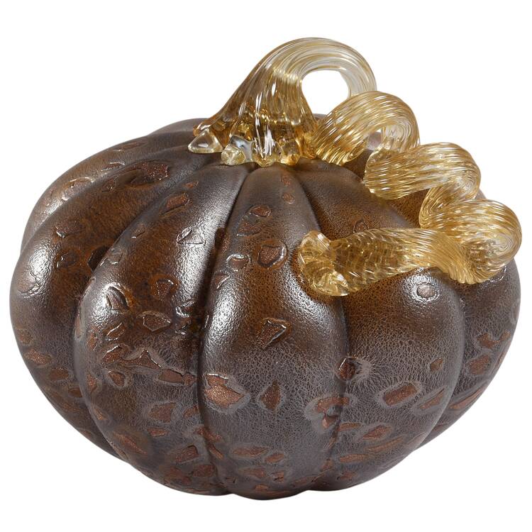 Art Glass Pumpkins Brown Luster - No Box