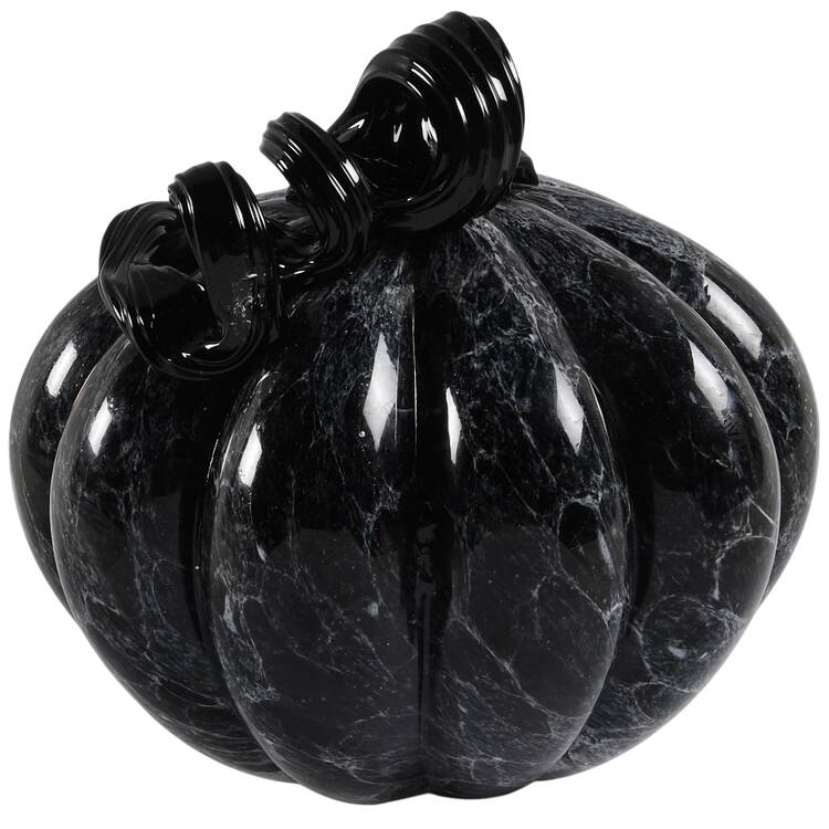 Art Glass Pumpkins Black Marble - No Box