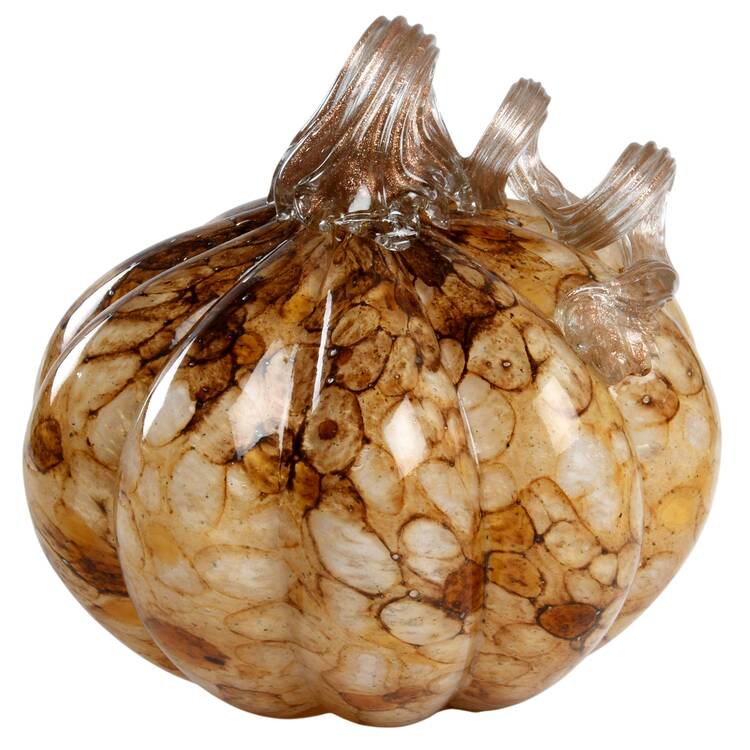 Art Glass Pumpkins Gold Dots - No Box