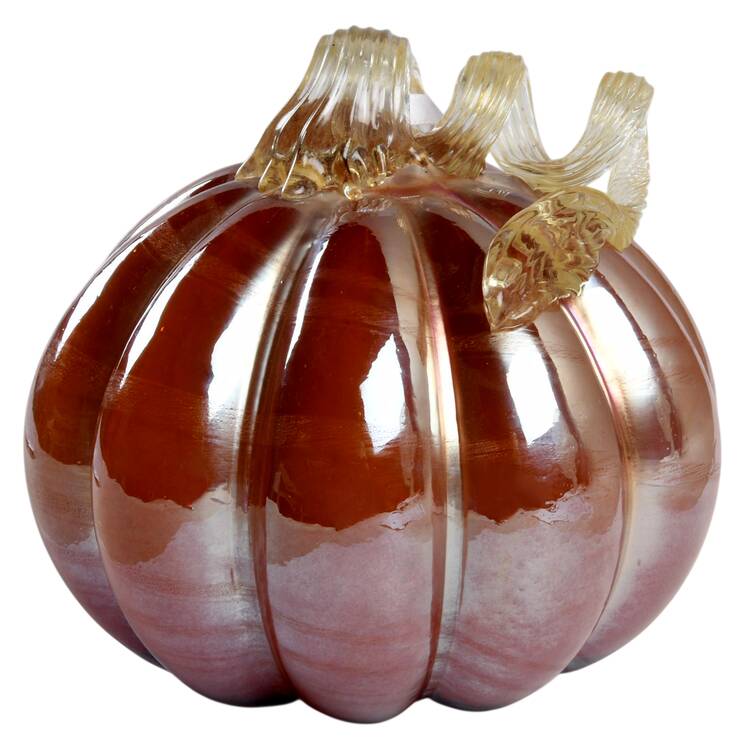Art Glass Pumpkins Orange Luster - No Box
