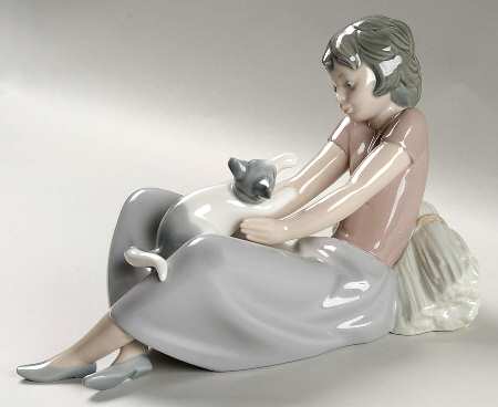 Kids with Animals Girl Sitting With Cat - Boxed