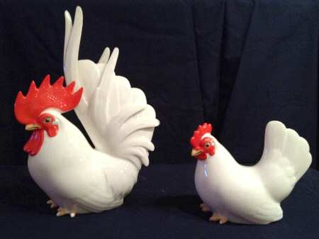 Noritake Figurines Bantam Rooster & Hen - Pair - Boxed