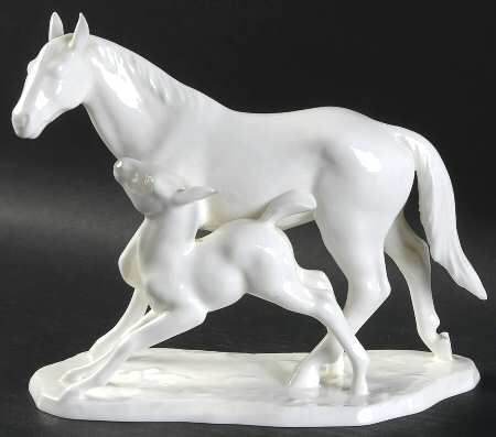 Noritake Figurines Mare & Foal-All White - No Box