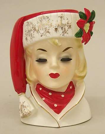 Napco Head Vases Christmas Lady - No Box