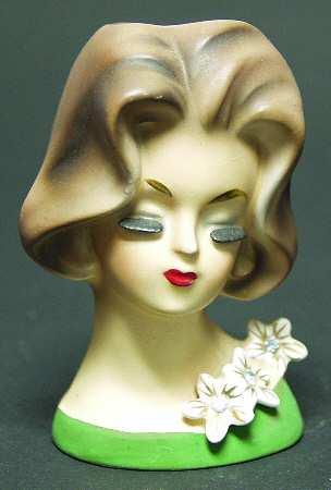 Napco Head Vases Flowers On Dress - No Box