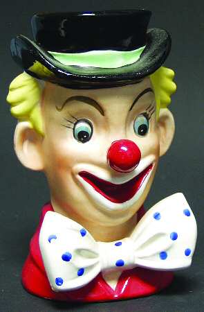 Napco Head Vases Clown Blue Dotted Bow Tie - No Box