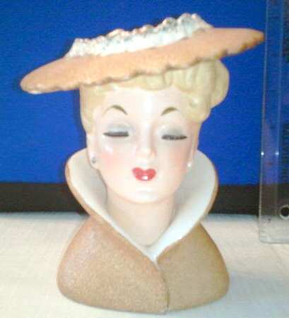 Napco Head Vases Lady W/ Hat - No Box