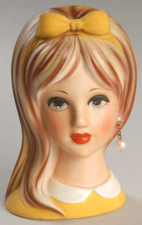 Napco Head Vases Yellow Dress & Bow - No Box