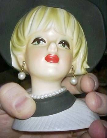 Napco Head Vases Black Hat W/ Bow - No Box