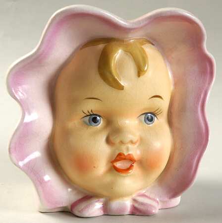 Napco Head Vases Baby Girl Pink Ruffled Hat - No Box