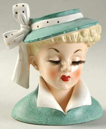 Napco Head Vases Blonde Updo Insert Eyelash - No Box