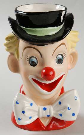 Napco Head Vases Clown Blue Dotted Bow Tie - No Box