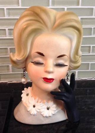 Napco Head Vases Lady Black Glowe - No Box