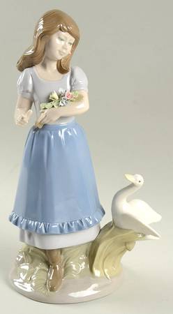 Nadal Porcelain Figurines Girl With Duck - No Box
