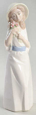 Nadal Porcelain Figurines Young Girl With Flowers - No Box