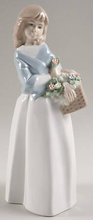 Nadal Porcelain Figurines Girl With Flower Basket - No Box