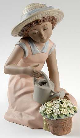 Nadal Porcelain Figurines Girl With Watering Can - Boxed