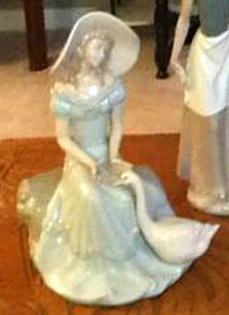 Nadal Porcelain Figurines Lady With Duck - Boxed