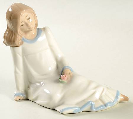 Nadal Porcelain Figurines Lady With Flower - Boxed