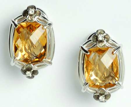 Nicole Barr Jewelry Diamond/ Citrine .038 Ct - Boxed