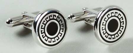 Nicole Barr Jewelry Greek Key Black-Round Sterling - Boxed