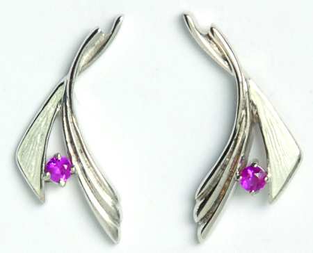 Nicole Barr Jewelry Silver Enamel/Ruby .167 Ct - Boxed