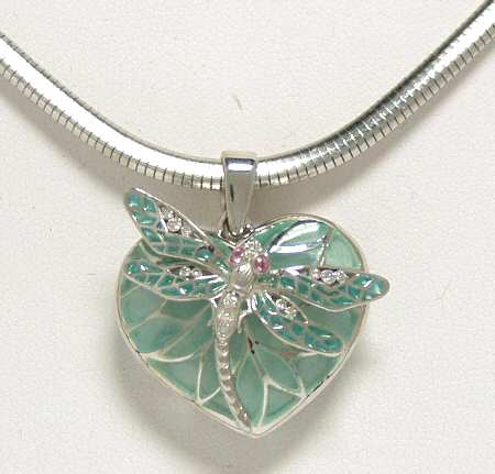 Nicole Barr Jewelry Heart Dragonfly-Seafoam Diamond/Sapphire - Boxed