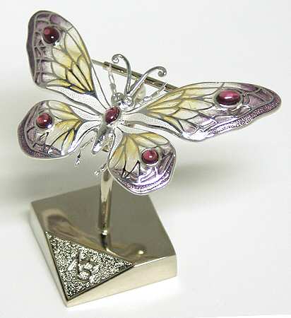Nicole Barr Jewelry Butterfly-Purple Diamond/Rhodolit .87 Ct - Boxed