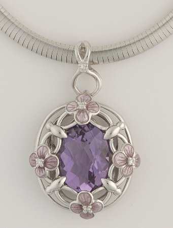 Nicole Barr Jewelry Sterling Diamond & Amethyst .056ct - With Box 53