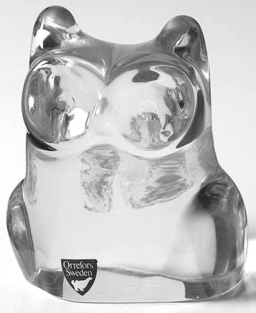 Orrefors Figurines Owl - Boxed