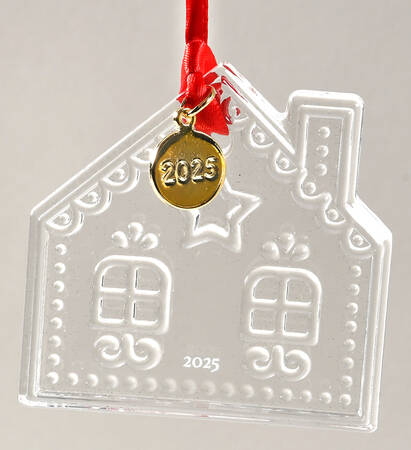 Orrefors Christmas Ornament Gingerbread House- Clear - Boxed