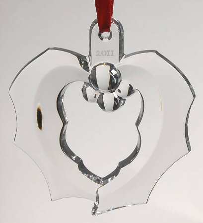 Orrefors Christmas Ornament Holly Heart - Boxed