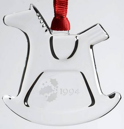 Orrefors Christmas Ornament Rocking Horse - Boxed
