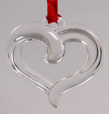 Orrefors Crystal Ornaments Holly Days Heart - Clear - Boxed