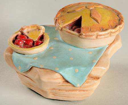 PenDelfin Figurine Cherry Pie On Turquoise Cloth - Boxed