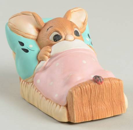 PenDelfin Figurine Wakey-Pink Blanket,Turq Pillow - Boxed