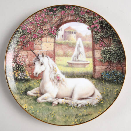 Enchanted World of The Unicorn Plates Secret Garden - No Box