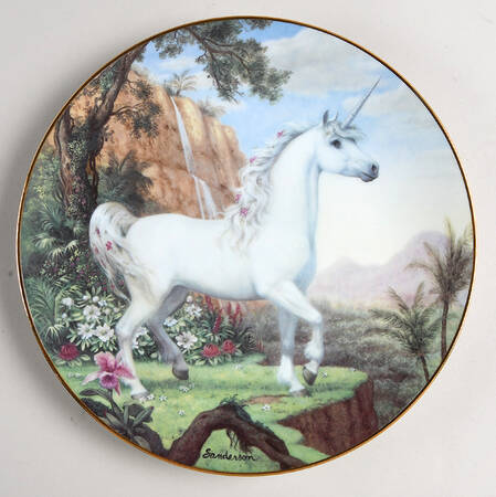 Enchanted World of The Unicorn Plates Tropical Paradise - No Box