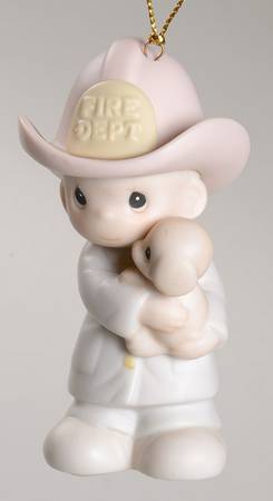 Precious Moments Ornaments Love Rescued Me-Fireman - With Box