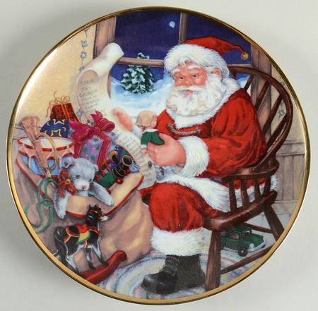 Princess House Christmas Plate Checking His List - Boxed