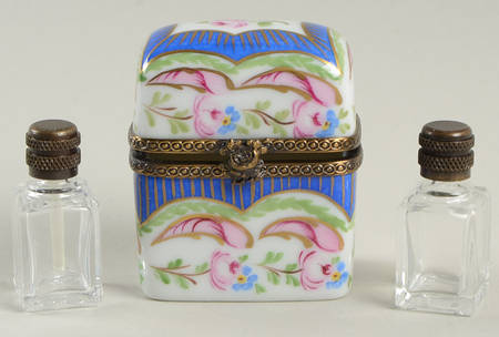 PEINT MAIN LIMOGES BOX Floral Box With Two Flacons - Nb665, No Box