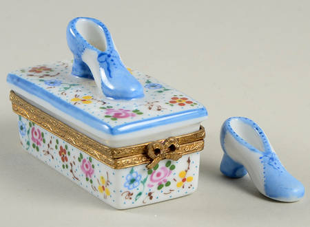 PEINT MAIN LIMOGES BOX Shoe Box With Shoe-Floral - Nb656, No Box