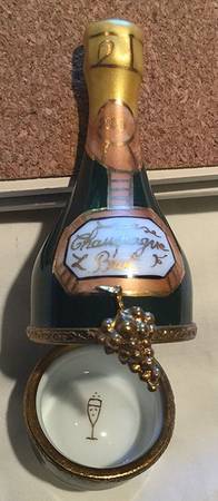 PEINT MAIN LIMOGES BOX Champagne Bottle - Bx401 With Box