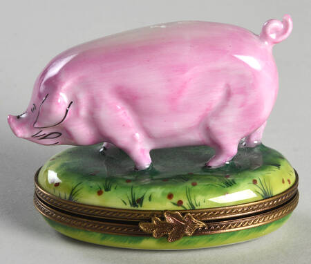 PEINT MAIN LIMOGES BOX Pig - Boxed