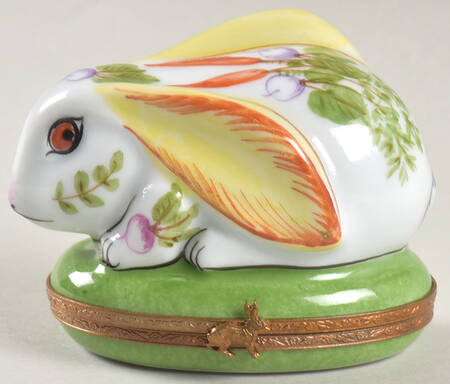 PEINT MAIN LIMOGES BOX Bunny With Painted Carrots - Nb731, No Box