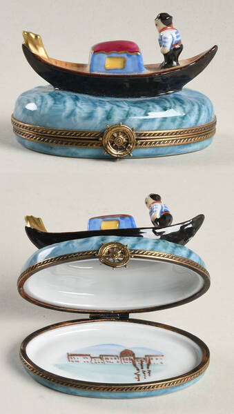 PEINT MAIN LIMOGES BOX Man In Boat - Nb763, No Box