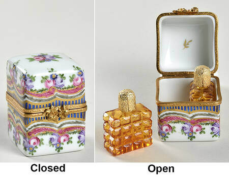 PEINT MAIN LIMOGES BOX Box-Floral W/ 2 Flacons - No Box